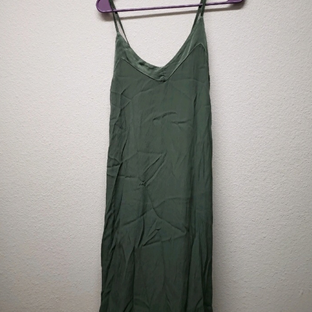 Green Florencia Viscose spaghetti strap maxie dress side slits beach Whimsy Goth